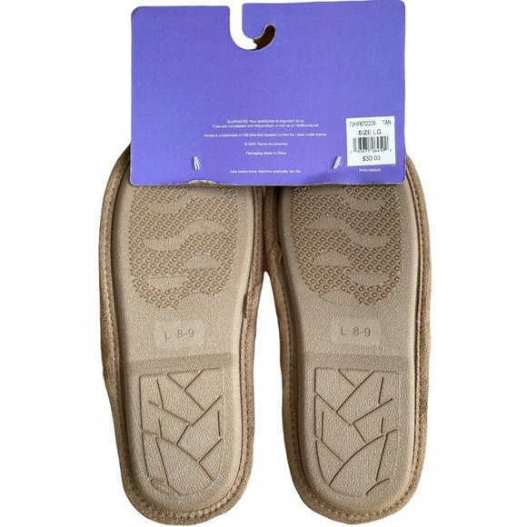 🌹Women’s Size L 8-9 Hanes Cotton Slip On Scuff Slipper with Memory Foam Tan - Picture 4 of 12